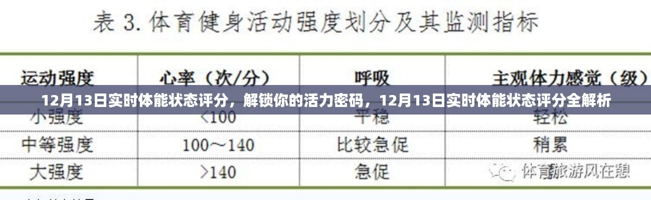 12月13日实时体能状态评分，解锁活力密码，全面解析身体状况