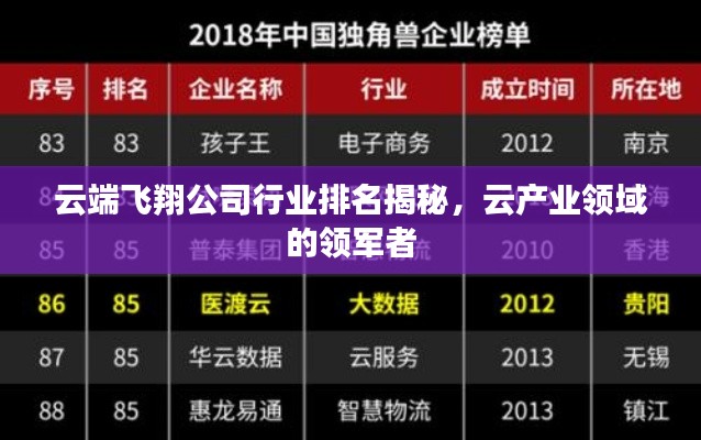 云端飞翔公司行业排名揭秘，云产业领域的领军者