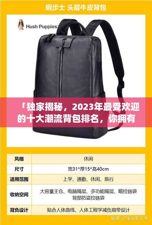 「独家揭秘，2023年最受欢迎的十大潮流背包排名，你拥有了吗？」