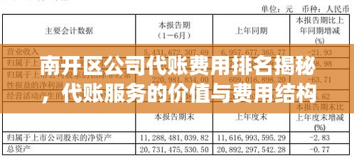 南开区公司代账费用排名揭秘，代账服务的价值与费用结构解读