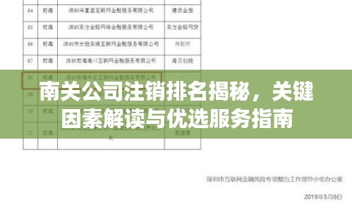 南关公司注销排名揭秘，关键因素解读与优选服务指南