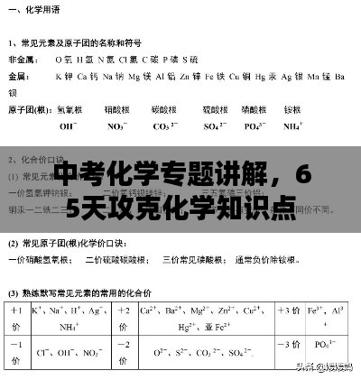 中考化学专题讲解，65天攻克化学知识点