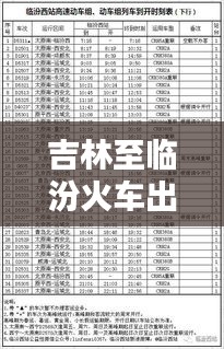 吉林至临汾火车出行攻略，最新行程指南