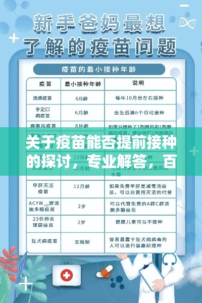 关于疫苗能否提前接种的探讨，专业解答，百度为您解答！