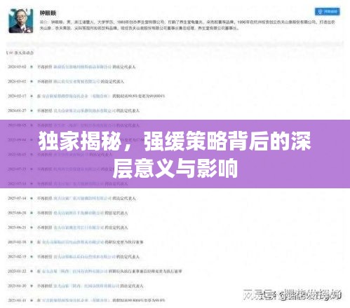 独家揭秘，强缓策略背后的深层意义与影响