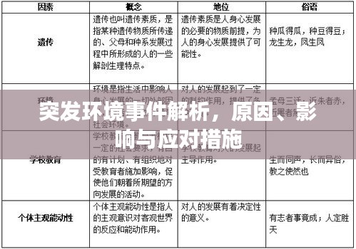 突发环境事件解析，原因、影响与应对措施